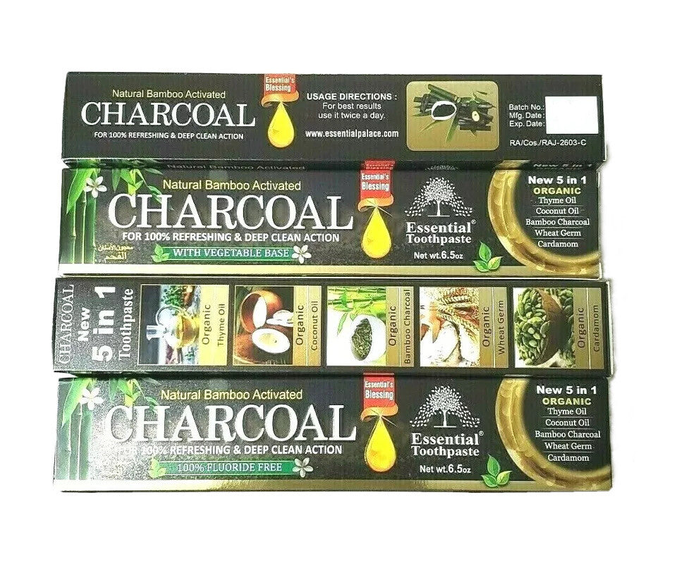 Natural Bamboo Charcoal Toothpaste 12 Pack - Fluoride-Free Oral Care