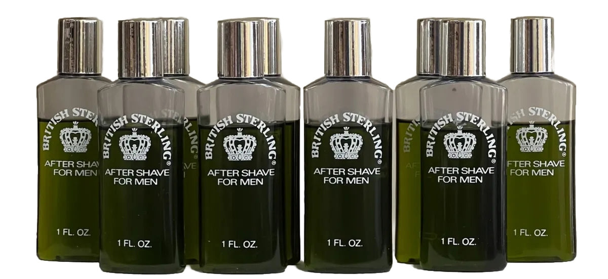 10 British Sterling After Shave Bottles - 1 fl oz Travel-Friendly Plastic, 90s Original