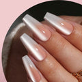 Medium Coffin Cat Eye Peach Ombre Nail Tips Set with Glue & File