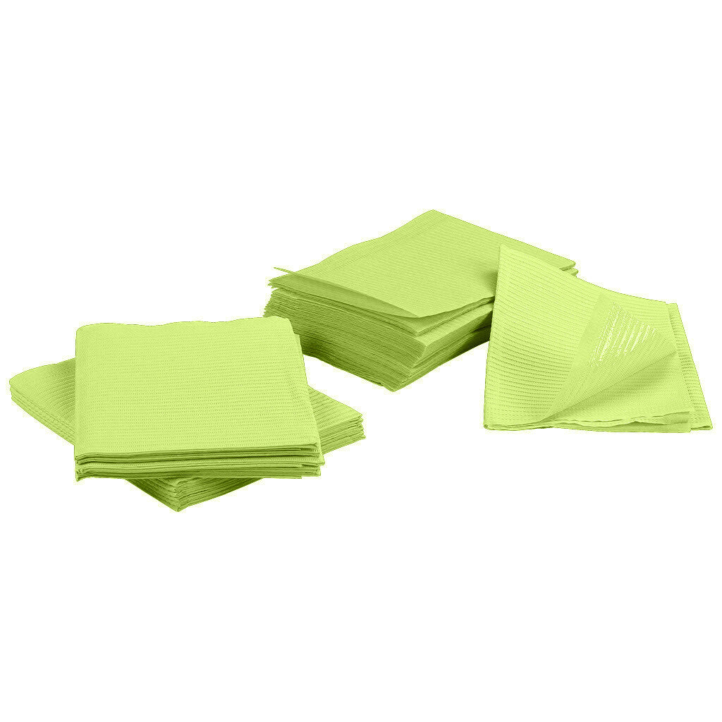 Disposable Dental Bibs 50 Count Lime Green Backed Paper Covers for Chairs & Surfaces