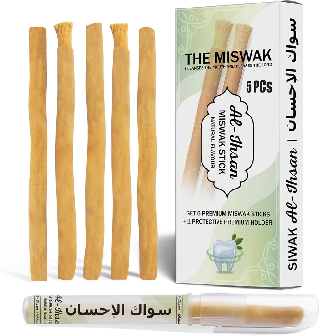 Natural Miswak Toothbrush Sticks Pack with Holder - Eco-Friendly Oral Care