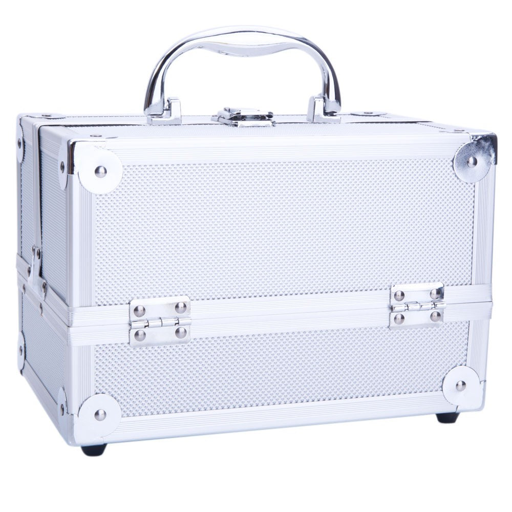 Aluminum Makeup Train Case with Mirror and Handle - Jewelry & Cosmetic Storage