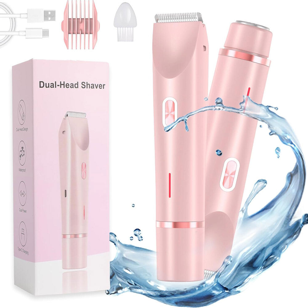 Waterproof Electric Lady Shaver for Sensitive Areas - Dual Head Bikini Trimmer
