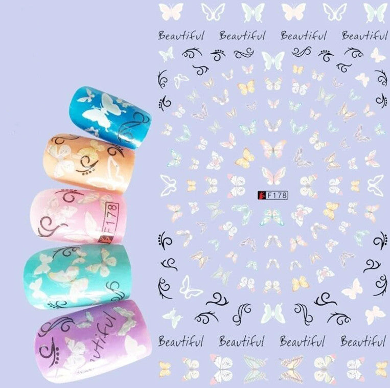 Self-Adhesive Nail Art Butterfly Lace Stickers Sheet for Manicure