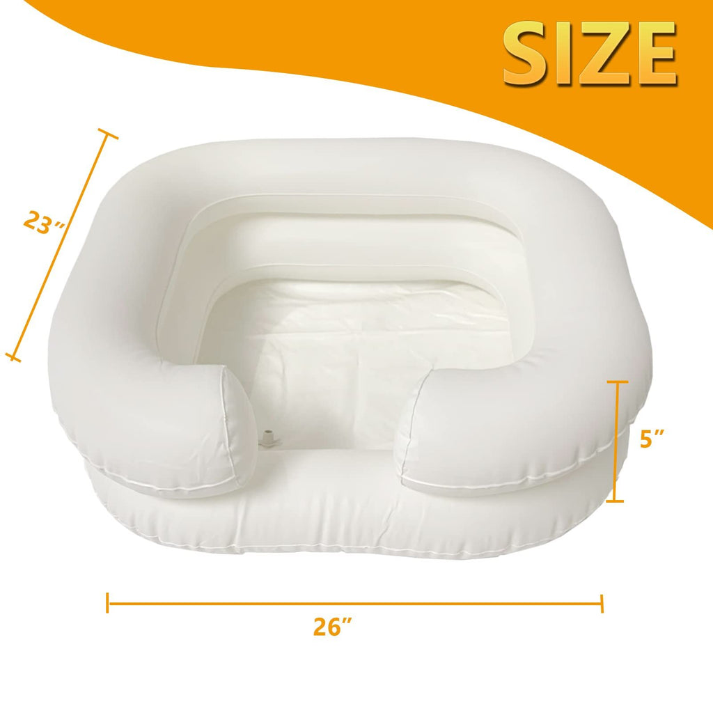 Inflatable Bedside Shampoo Basin with Shower System for Bedridden & Elderly Care