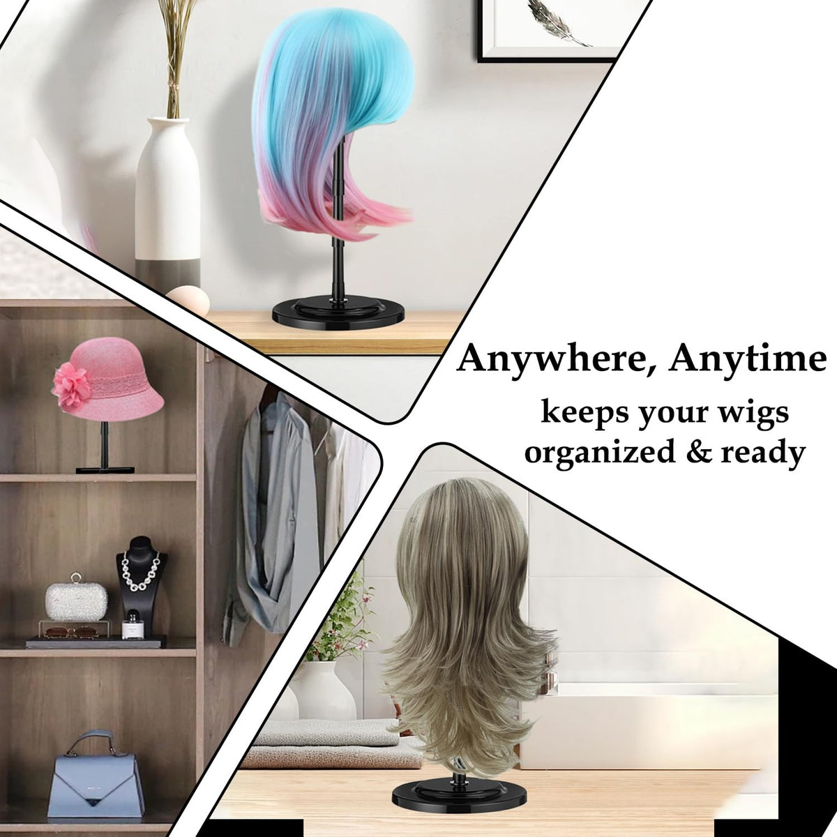 14.5 Inch Portable Wig Stand Holder with Anti-Slip Base for Display & Styling