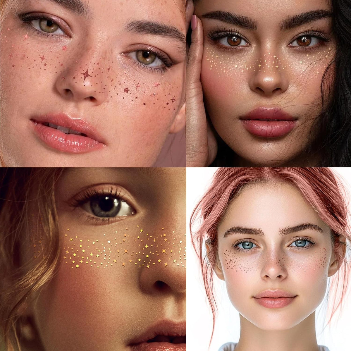 Glitter Freckles Face Tattoos Set – Water-Resistant Facial Freckles with Glitter