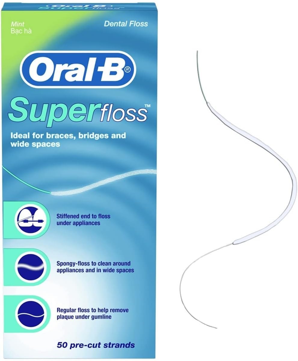Dental Floss Picks with Spongy & Regular Floss - Mint, 50 Strands