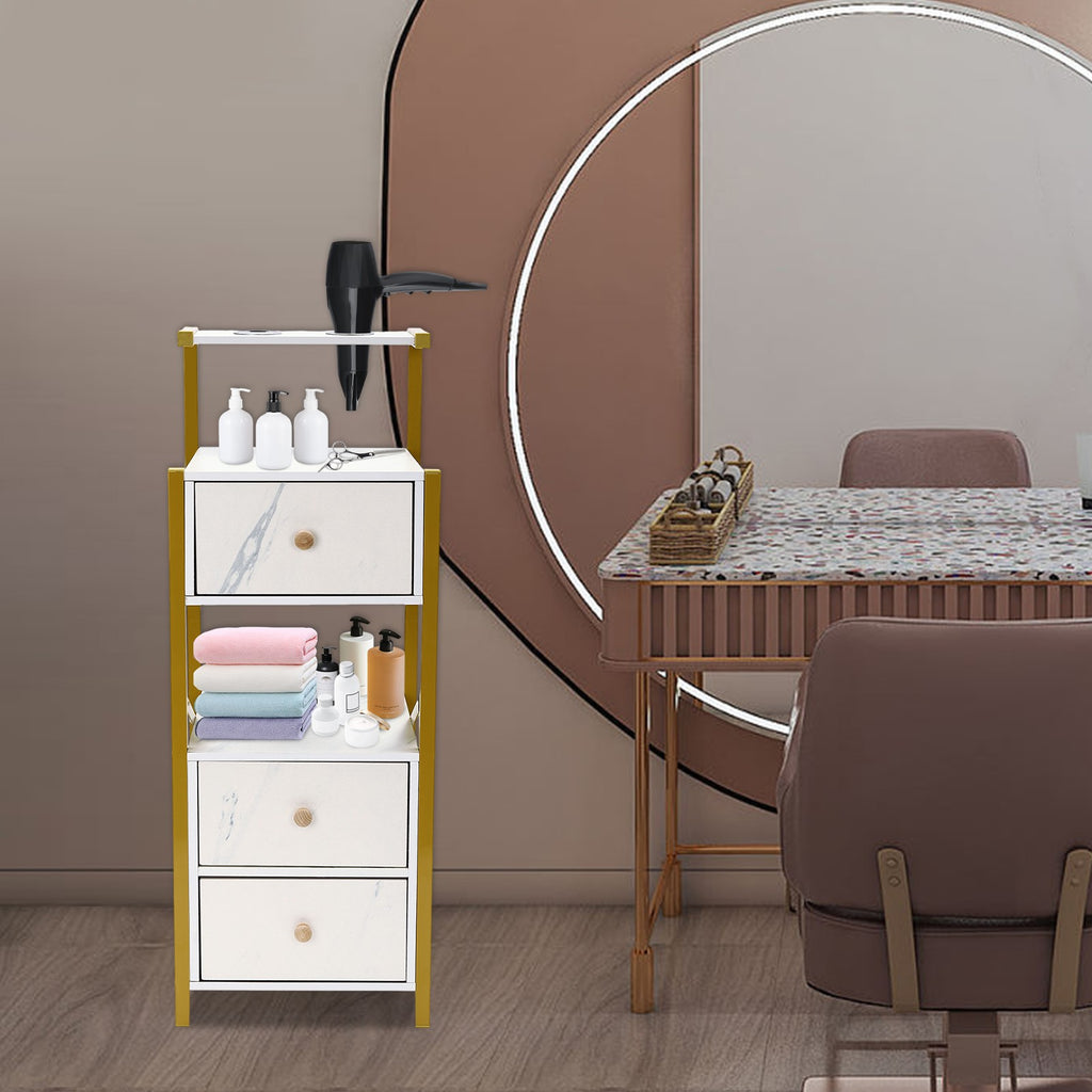 Salon Storage Cabinet with 3 Drawers & Hair Tool Slots - Hairdresser Organizer