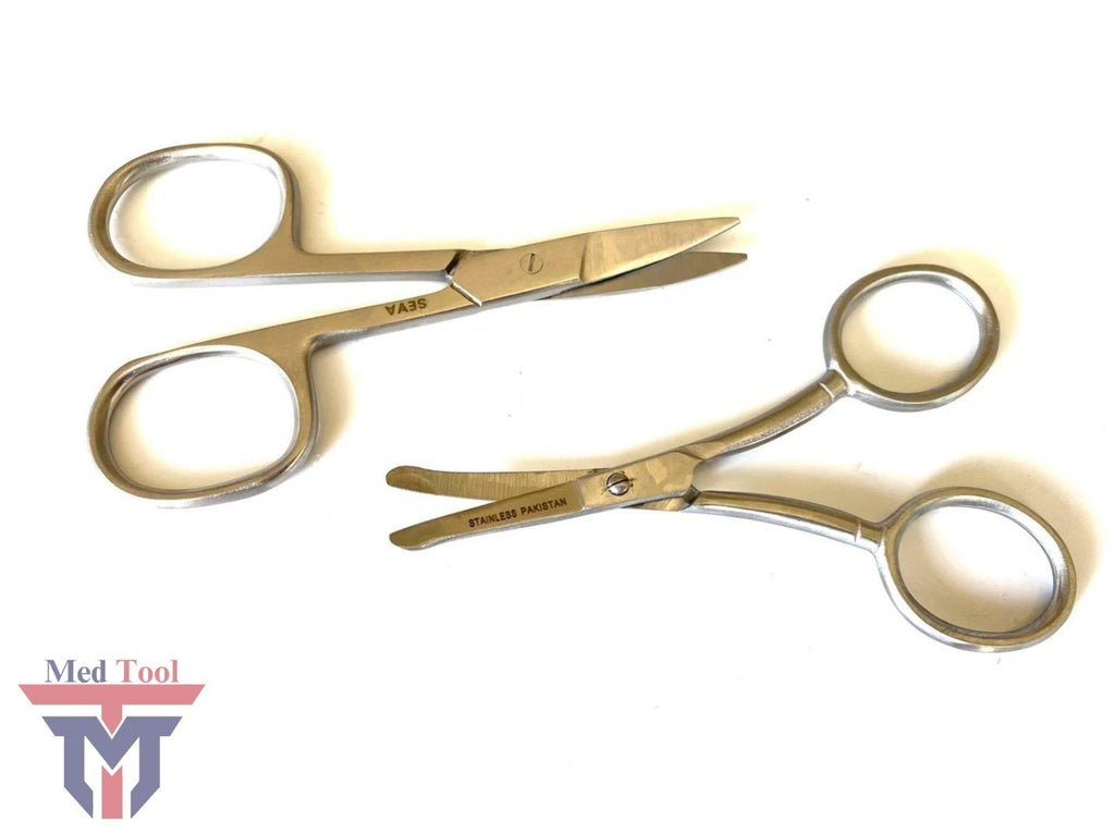 Men's Facial Hair Scissors 2-Piece Set for Beard Mustache Nose Hair Trimming