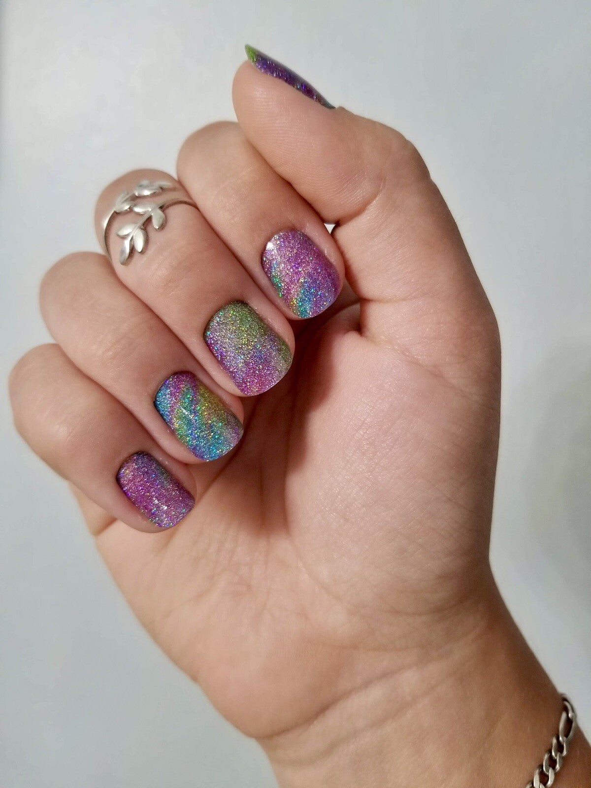 Color Nail Polish Strips Glitter Candied Bliss 16 Count - Easy Nail Art