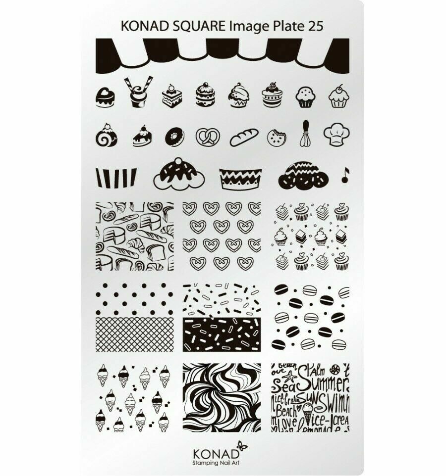 Nail Art Stamping Plate Square Image No.25 Sweets for Manicure DIY