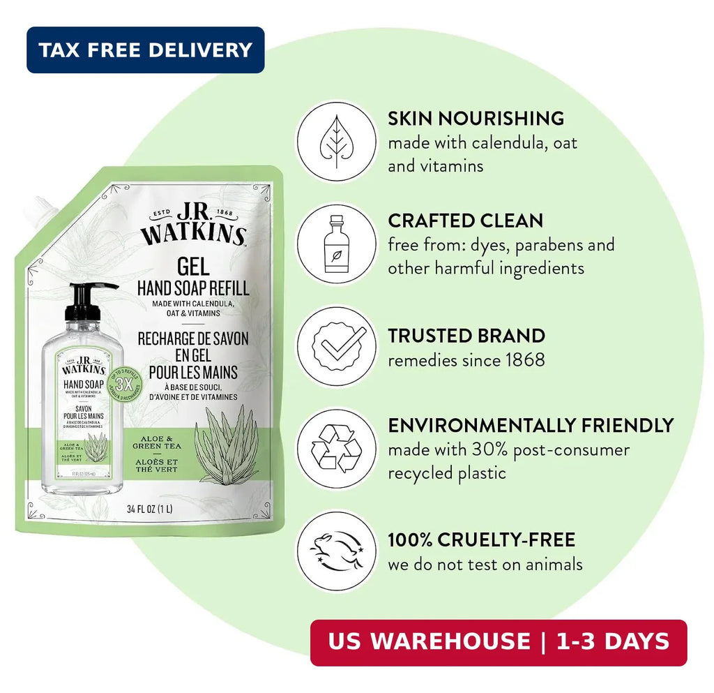 Aloe & Green Tea Hand Soap Refill Pack - Moisturizing, 34 Fl Oz, 2-Pack