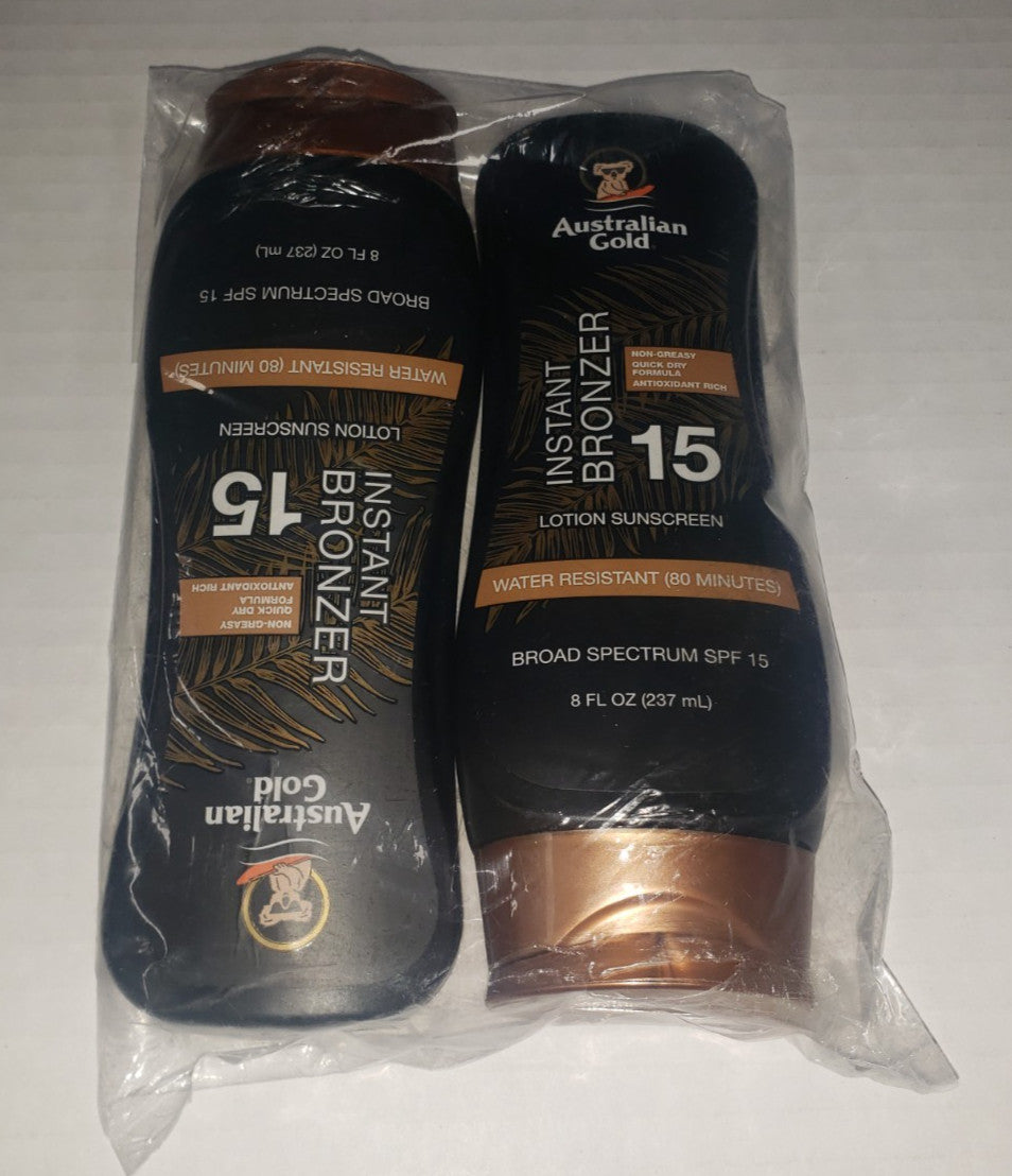 Australian Gold SPF 15 Water-Resistant Instant Bronzer Lotion Sunscreen