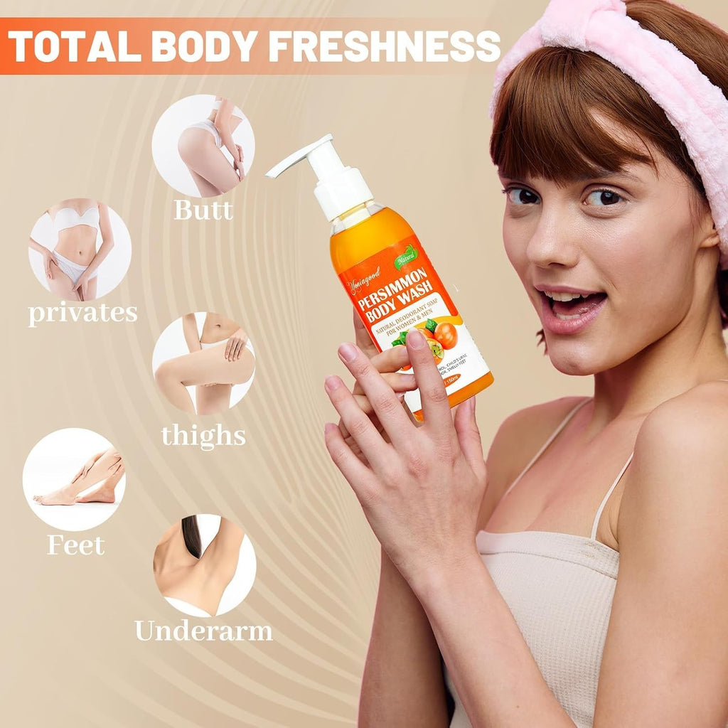 Natural Persimmon Body Wash for Odor Control - 2 Pack