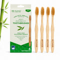 Bamboo Toothbrushes 4 Pack - Eco-Friendly Soft Bristle Adult Oral Care