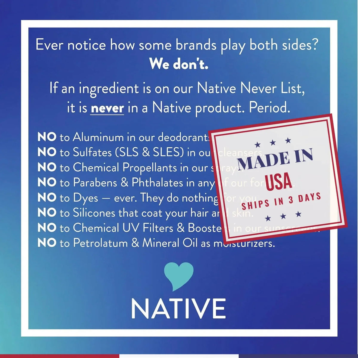 Native Aluminum-Free Deodorant with Sea Salt & Cedar - 72 Hour Odor Control, Large Stick