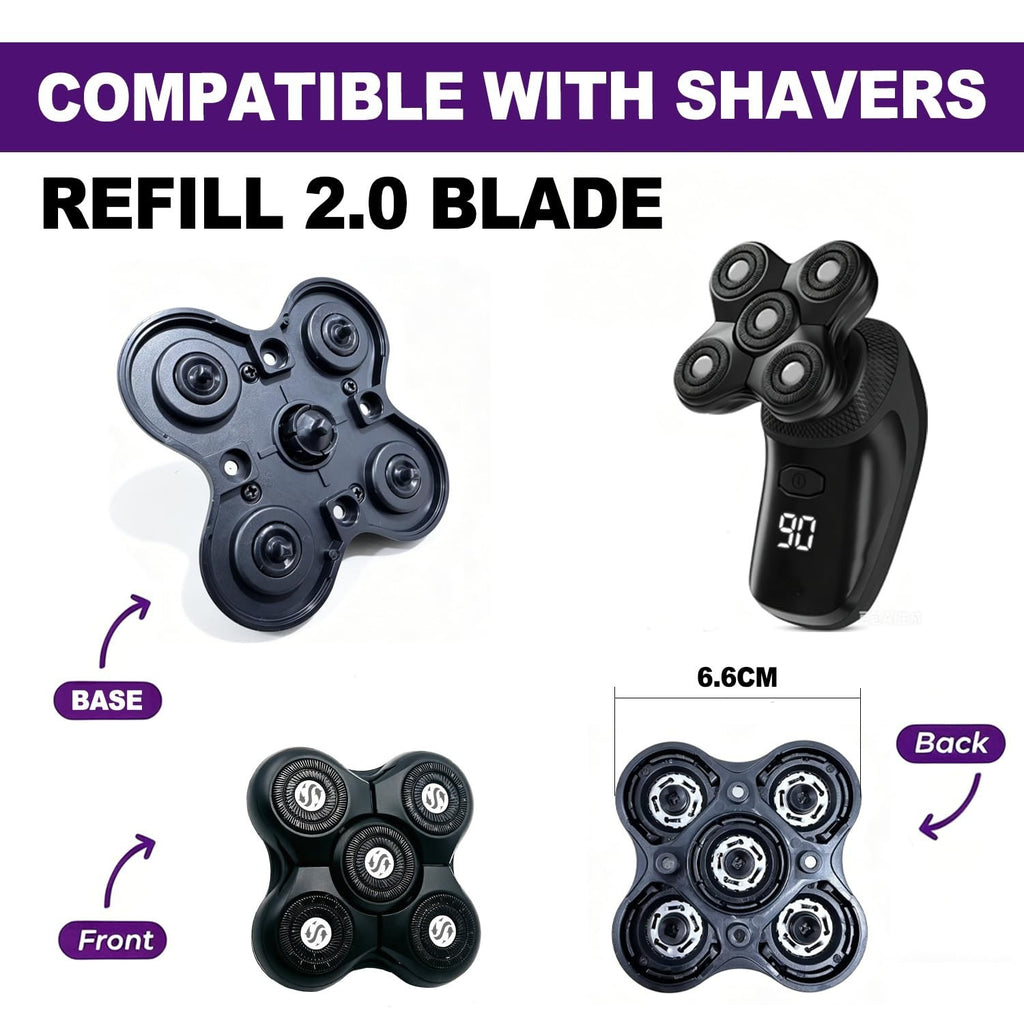 Replacement Shaver Head for Groomie BaldiePro 2.0 Electric Razor - 2 Pack