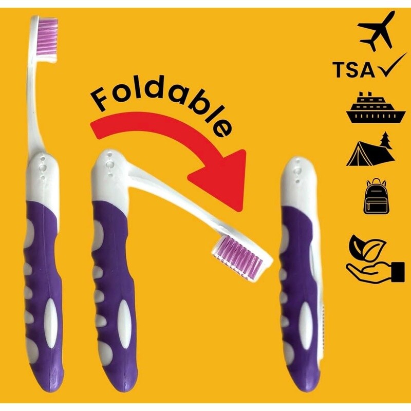 Foldable Travel Toothbrush with Medium Bristles - Compact & Ergonomic