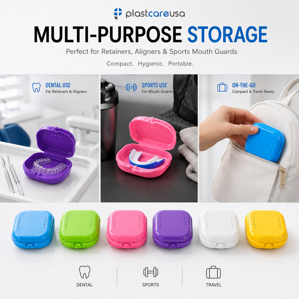 Dental Retainer Case Storage Box for Invisalign Teeth - Hygienic & Portable