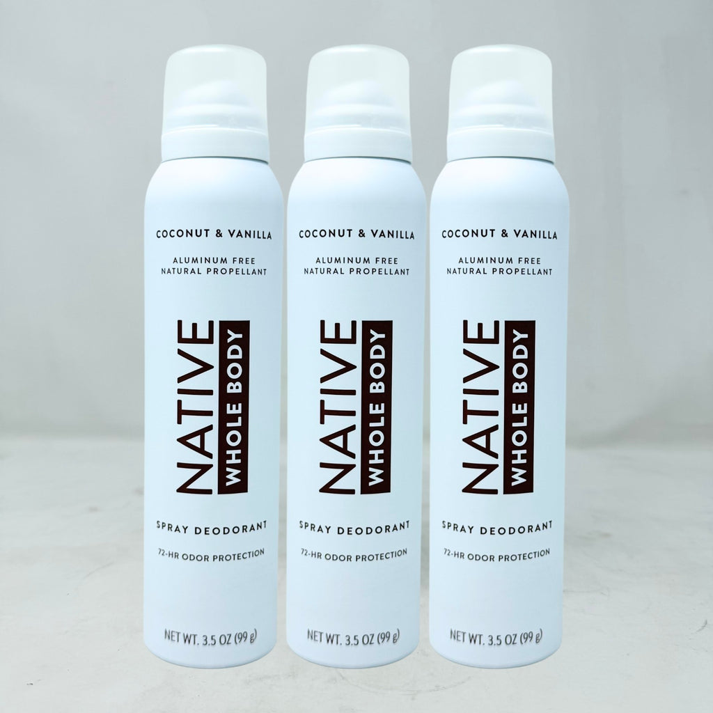Native Whole Body Deodorant Spray Coconut Vanilla 3.5oz Pack of 3