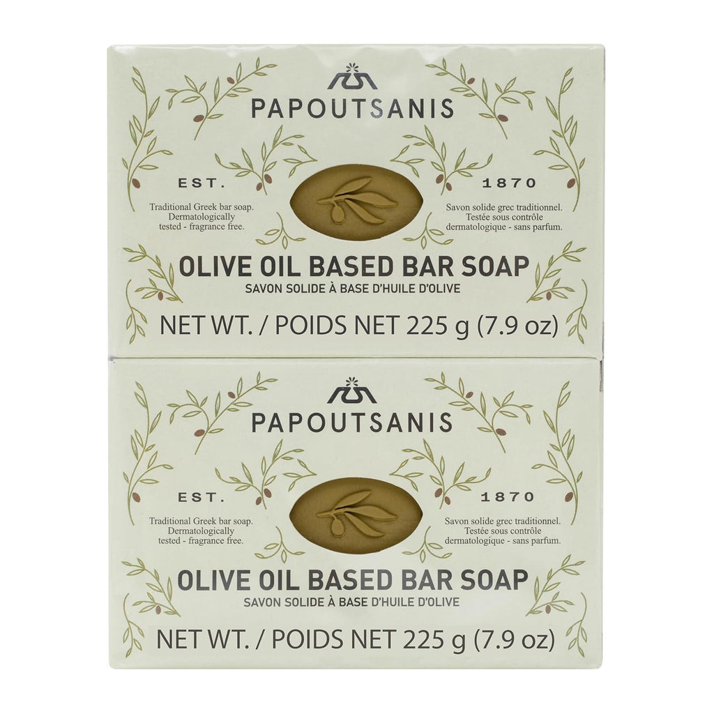 Greek Olive Oil Soap Bars - Natural Unscented 8.8 Oz Pack of 4