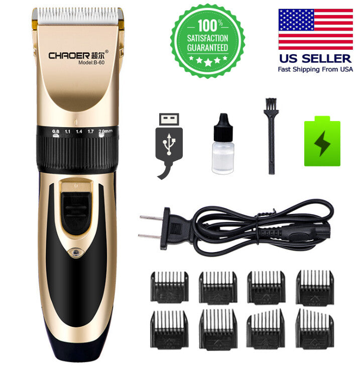 Rechargeable Men's Hair Clippers and Trimmer Grooming Kit with 8 Combs