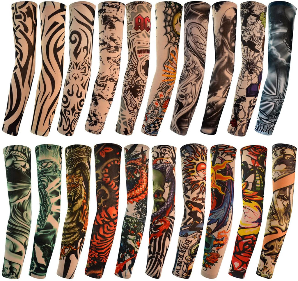 Temporary Tattoo Arm Sleeves 20Pcs Set - Sleeve Pro, Unisex Stretchable Body Art