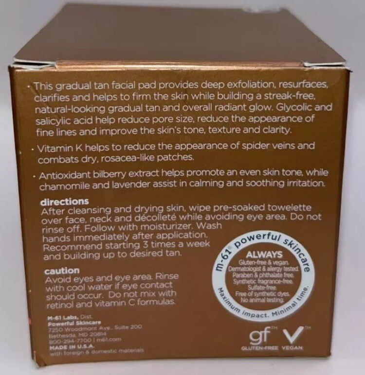 PowerGlow Peel Facial Pads - Gradual Tan & Skincare Treatment, 30 Count