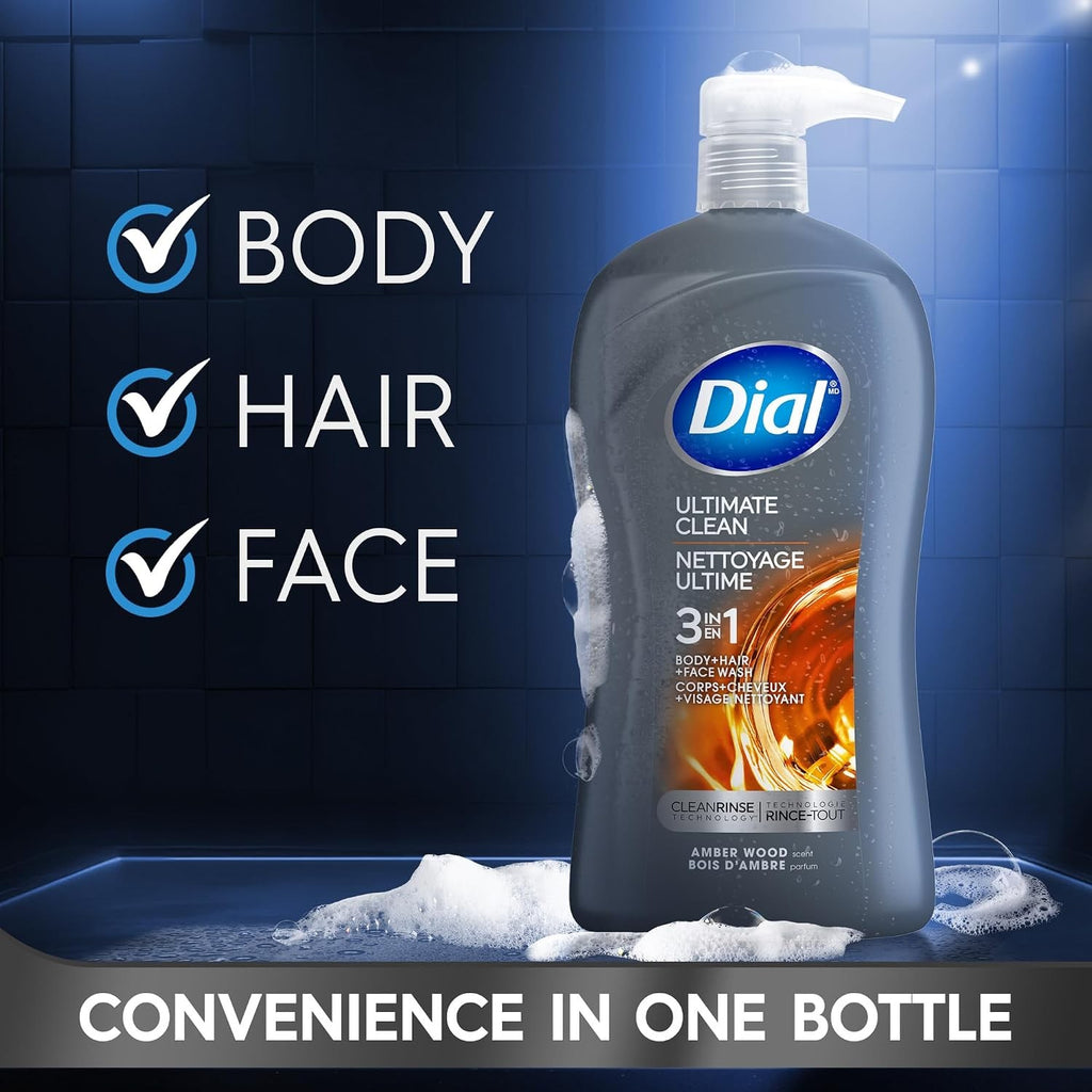 Men's 3-in-1 Body, Hair & Face Wash - 32 Fl Oz, Deep Cleansing & Moisturizing