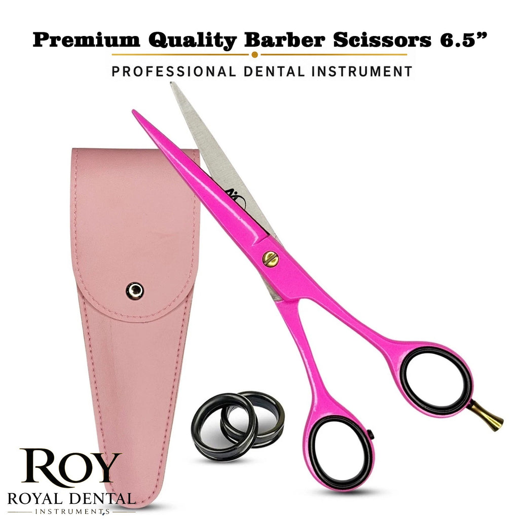 Pink Left-Handed Hair Cutting Scissors 6.5 Inch for Hairdressing, Salon Barber Tool