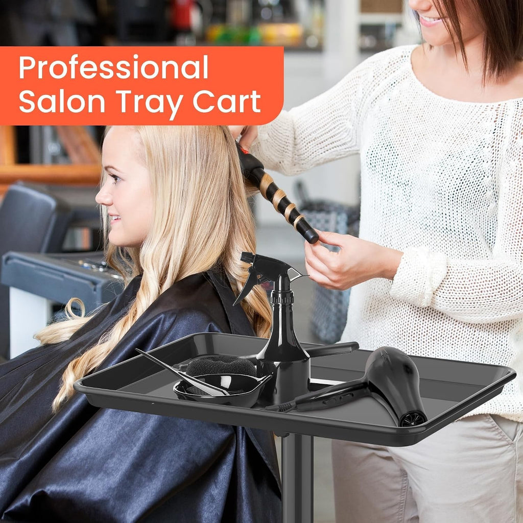 Adjustable Height Rolling Salon Trolley with Wheels for Hair & Beauty Supplies