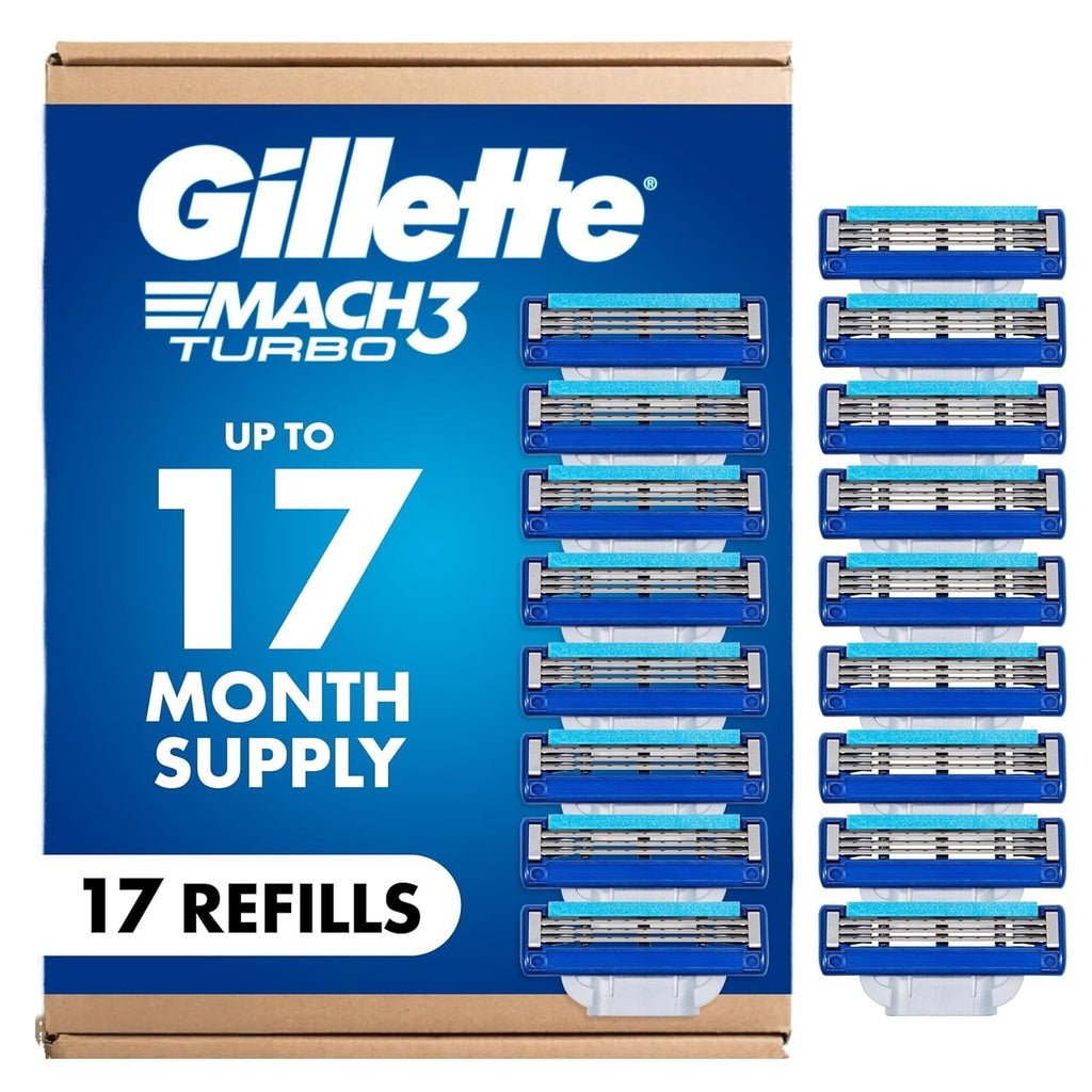 Gillette Mach3 Turbo Razor Blade Refills - 17 Count for Men’s Shaving