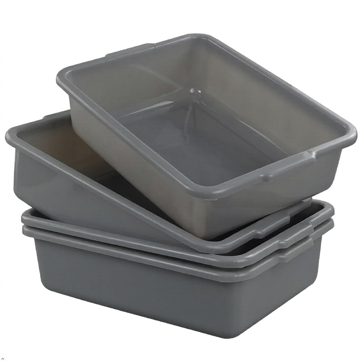 8L Plastic Bus Tubs 4-Pack with Side Handles - Commercial Storage Containers