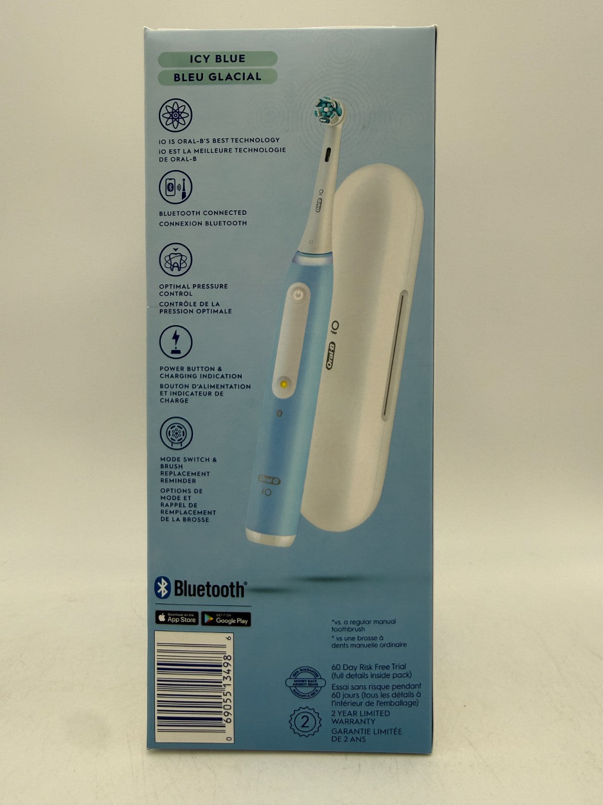 Electric Toothbrush with Smart Pressure Sensor and Bluetooth - Icy Blue