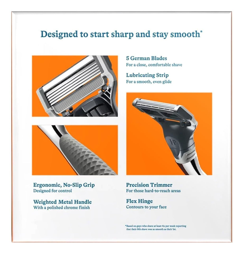 Men's Chrome Razor Set with 13 Blades & Precision Trimmer - Waterproof & Ergonomic
