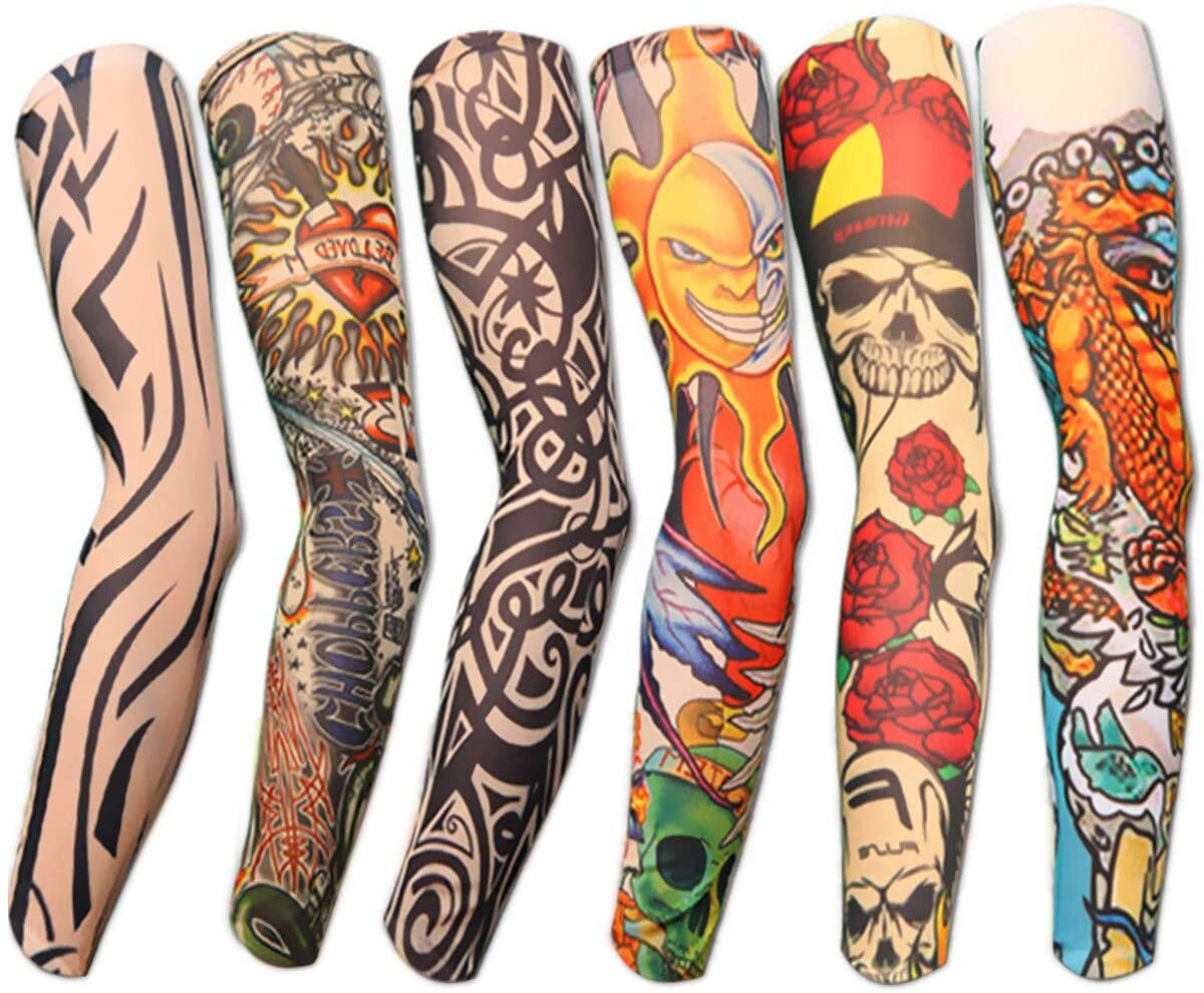Unisex Temporary Tattoo Sleeves - 6 Designs Realistic Faux Arm Tatoos