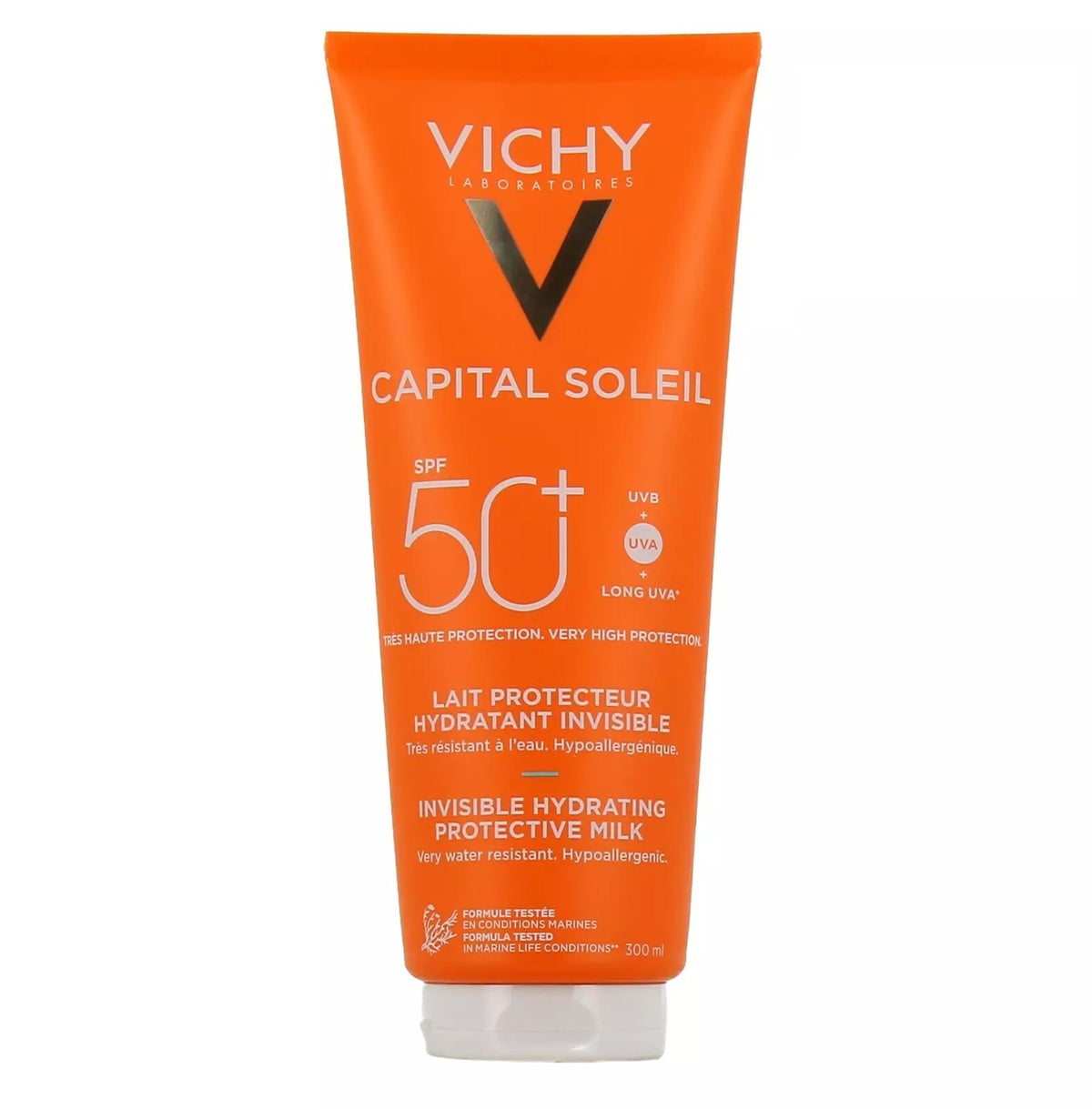 Vichy SPF50 Invisible Protective Hydrating Sunscreen Milk 300ml - 2 Pack