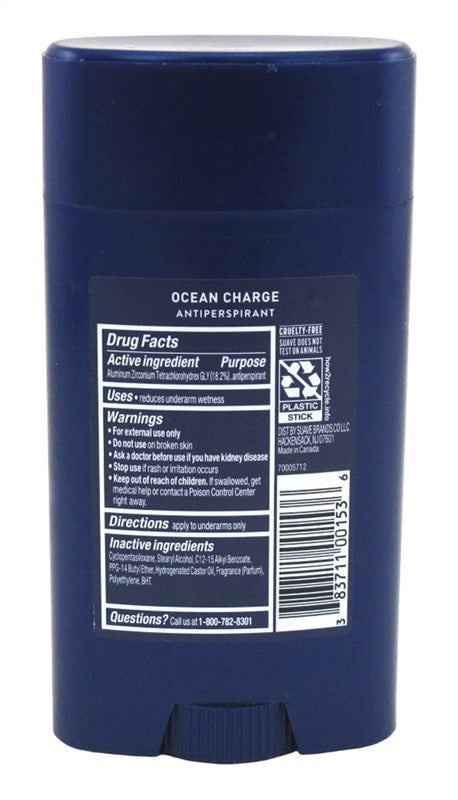 Suave Men’s Deodorant Ocean Charge 2.7oz 48Hr Freshness Pack of 2