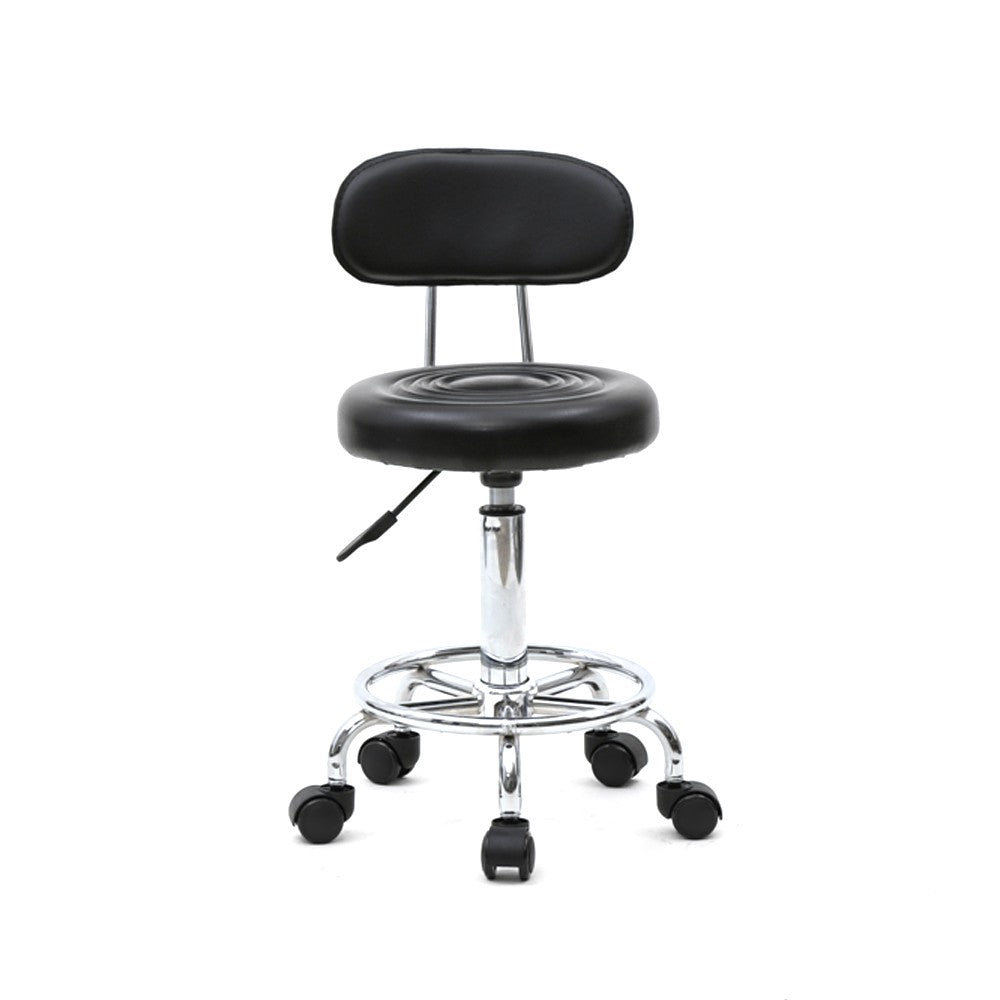Adjustable Hydraulic Salon Stool with Backrest - Swivel Garage Chair