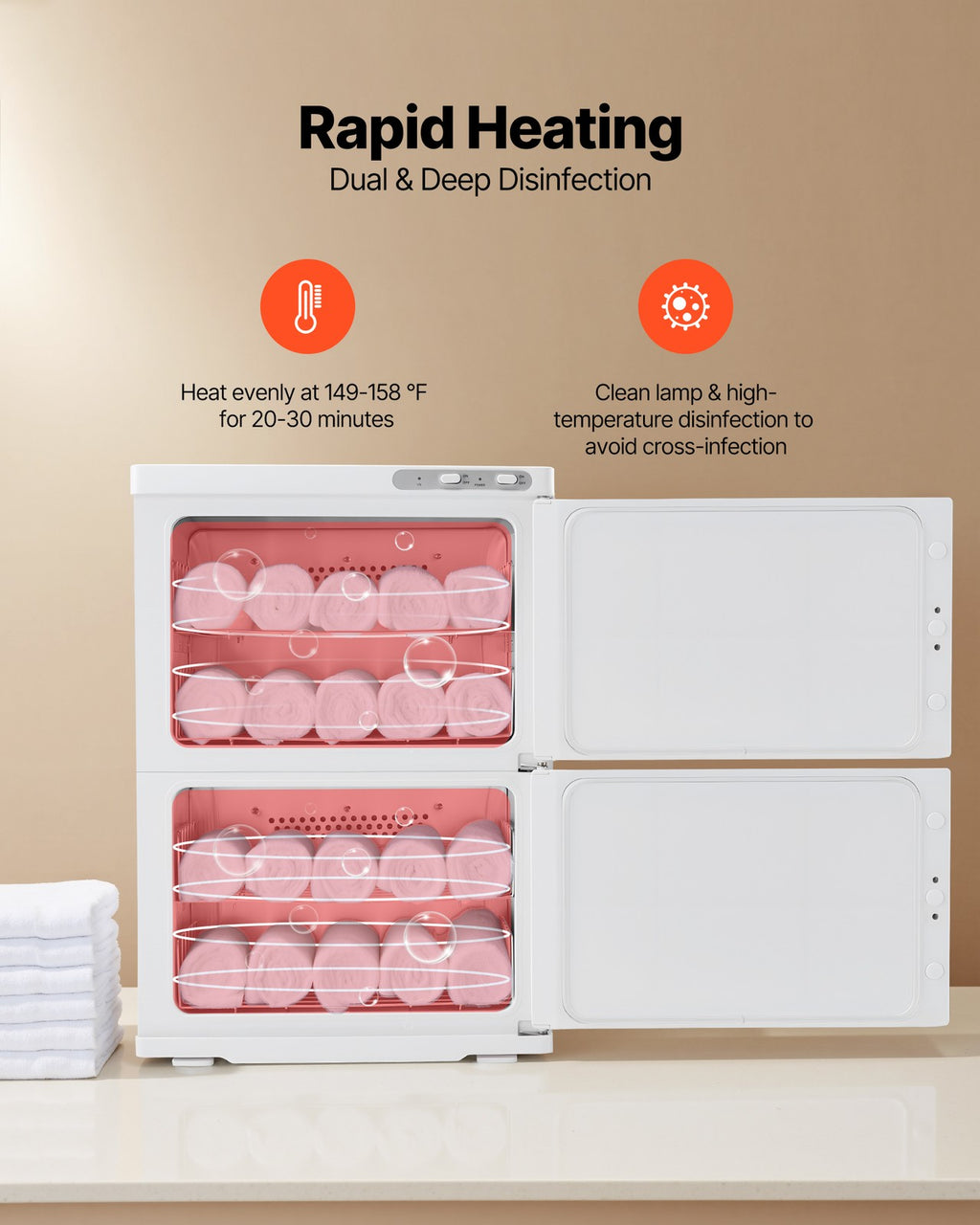 10 Gallon Hot Towel Warmer Cabinet with Disinfection & Large Capacity