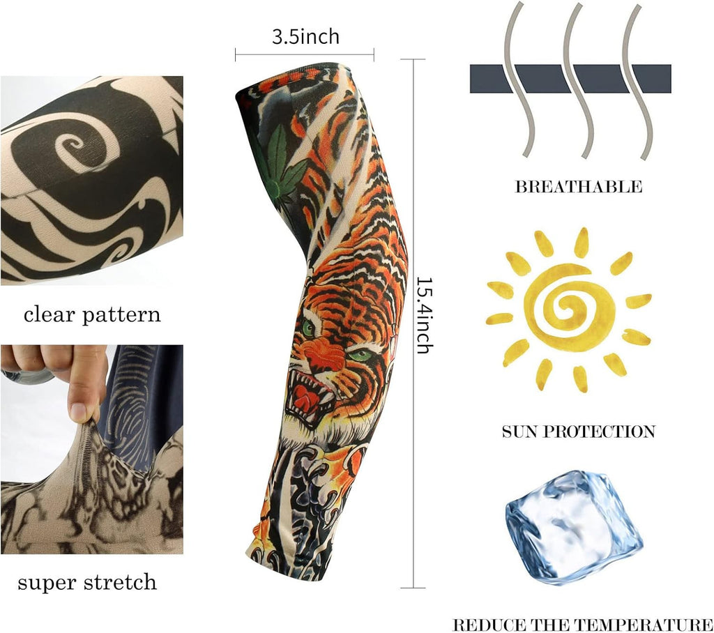 Tattoo Sleeves for Men 12-Piece Color Cover Arm Fake Tattoos