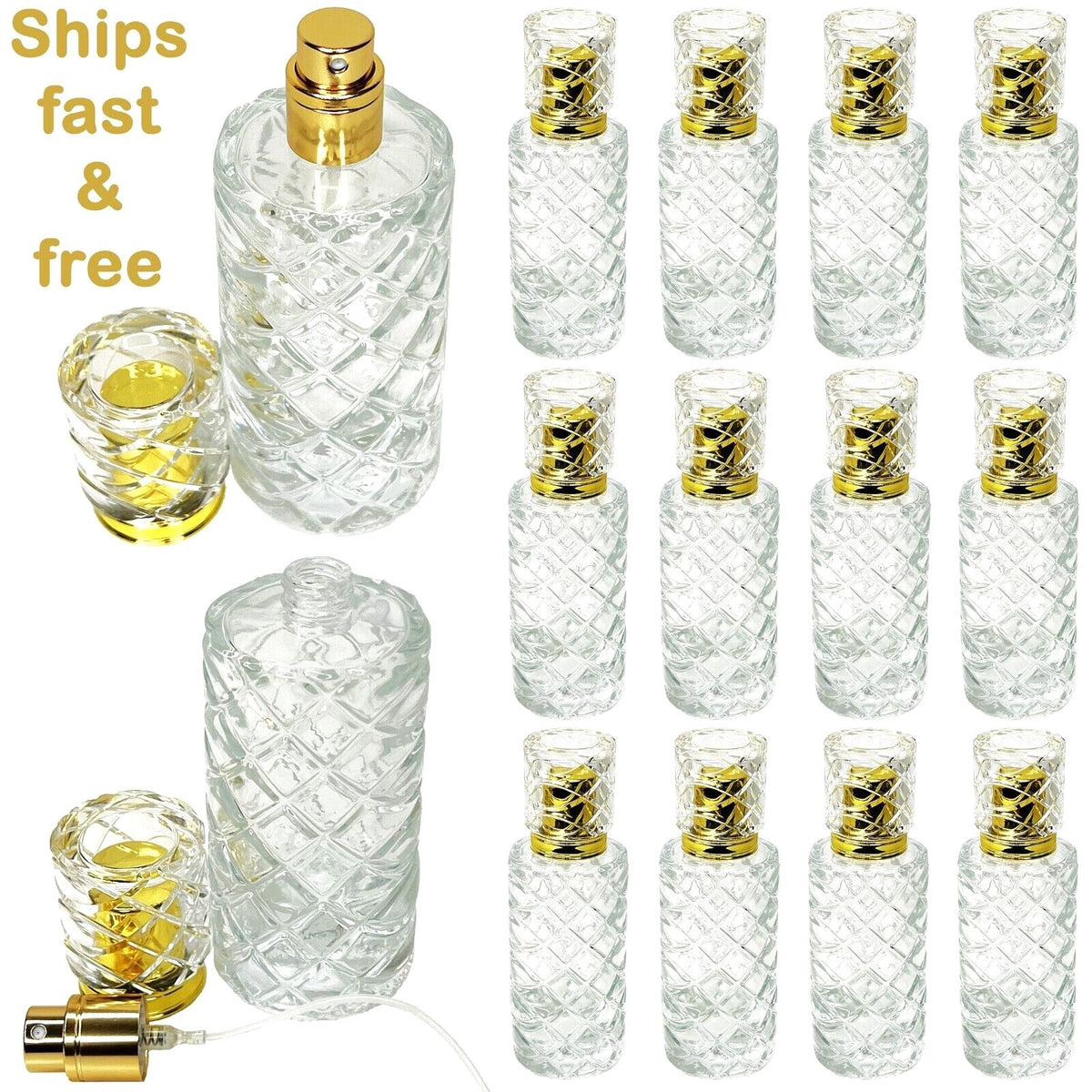 50ml Thick Glass Perfume Spray Bottle with Unique Ichthys Design