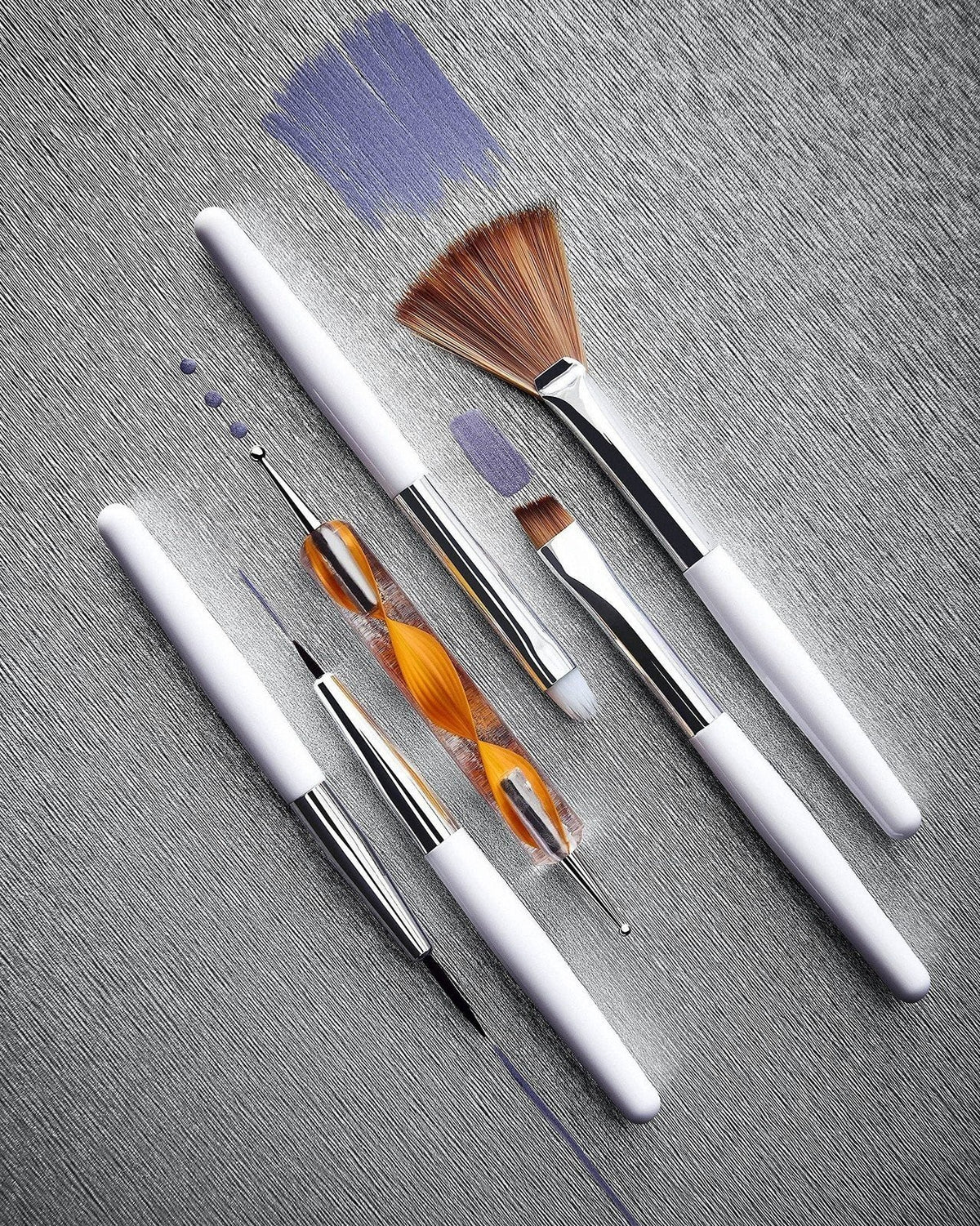Nail Art Tool Kit with Dotting, Stripping & Marbling Brushes - Salon Pro