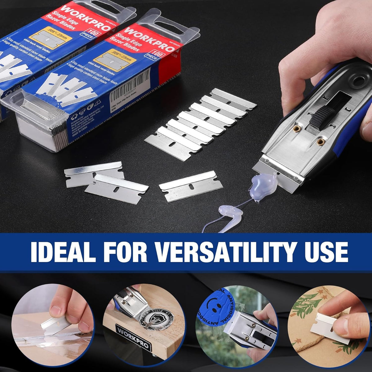 1000-Pack High Carbon Steel Razor Blades for Scraping & Cutting