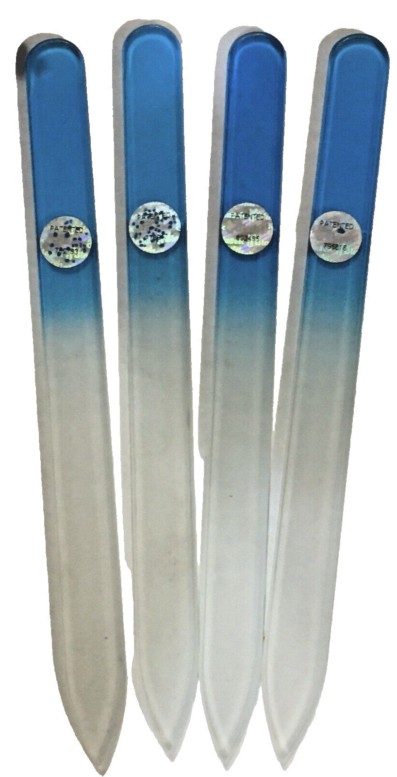 Set of 4 Czech Blue Tempered Crystal Nail Files with Hologram & Serial Number