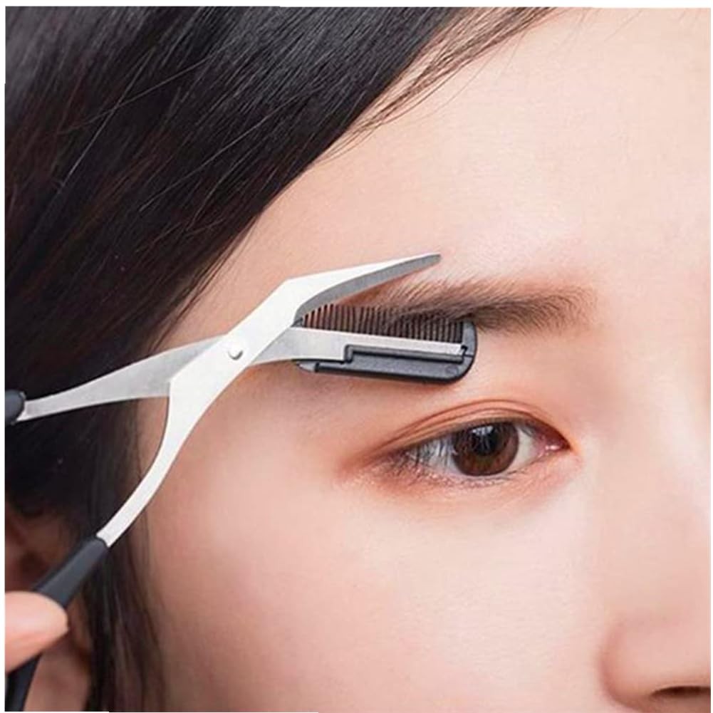 Eyebrow Trimmer Scissors with Comb - Stainless Steel Makeup Grooming Tool
