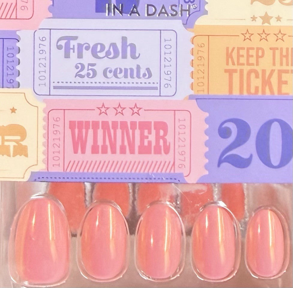 Red Aspen Press-On Short Almond Coral Pink Nails - Step Right Up Sable