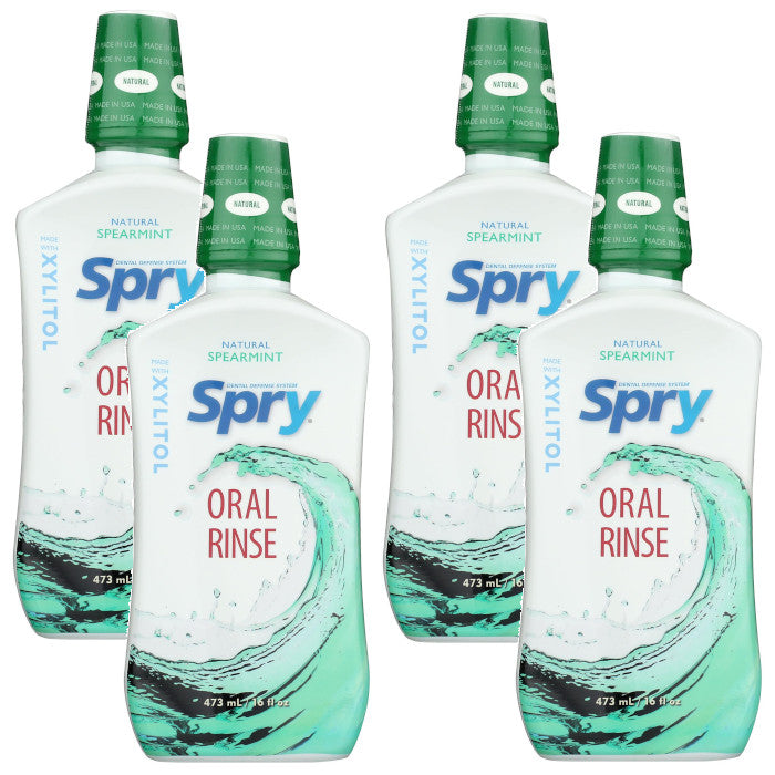Alcohol-Free Spearmint Oral Rinse with Xylitol - 16 Fl Oz Each (Pack of 4)
