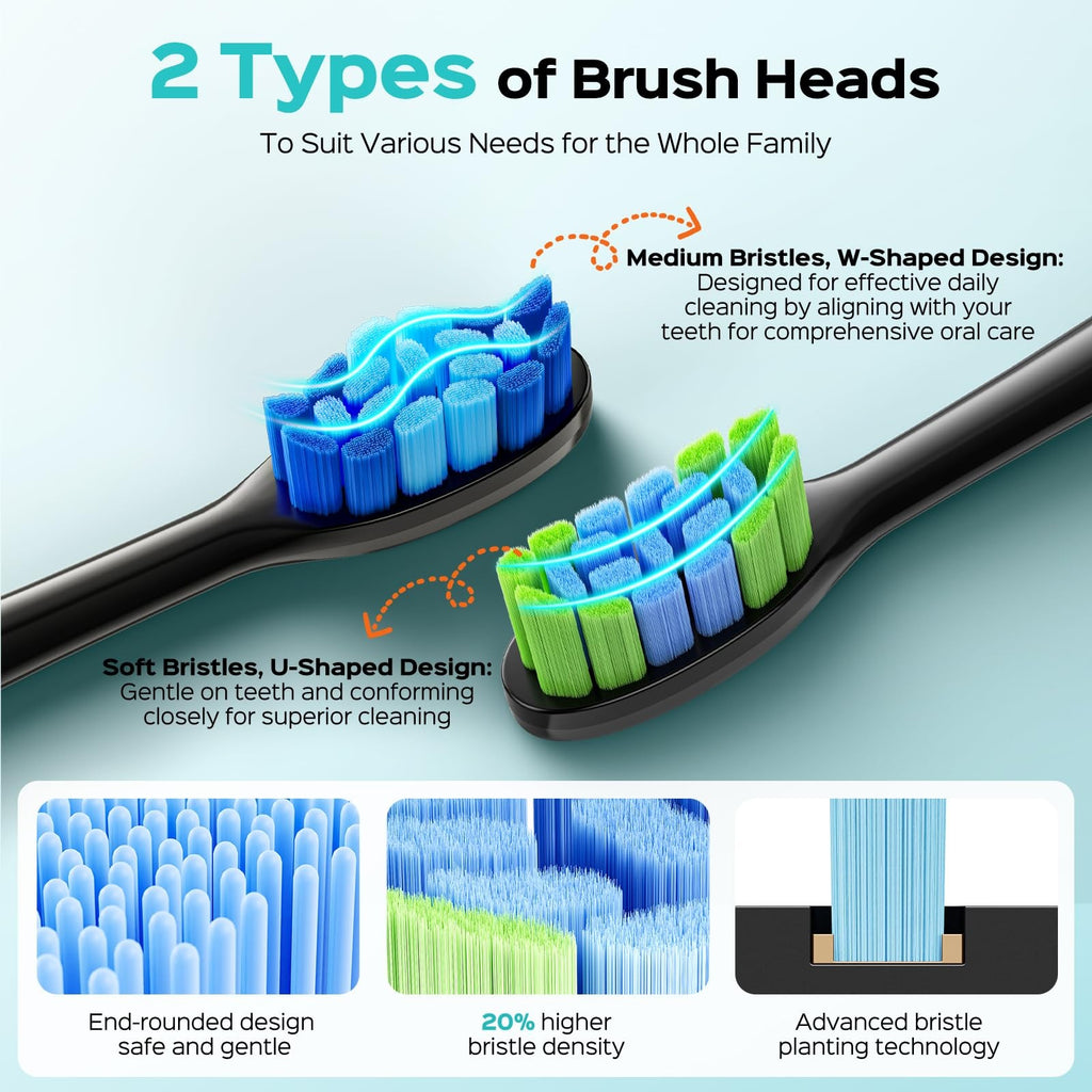 Electric Toothbrush for Adults with 3 Intensities & 5 Modes, Rechargeable, Compact Travel Design